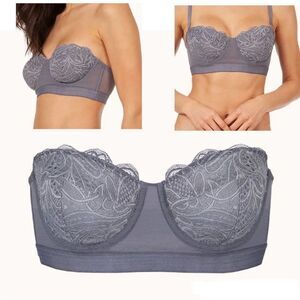 Lively‎ Lace Strapless Convertible Bra Gray 34C